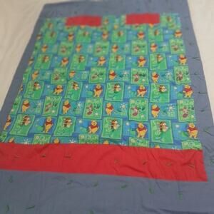 Winnie The Pooh Hand Made Quilt 56x39 flannel backed knotted Piglet Tigger